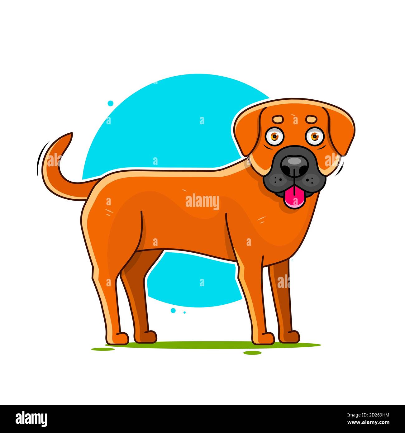 Portrait of a cheerful dog on a blue background. illustration. Stock Vector
