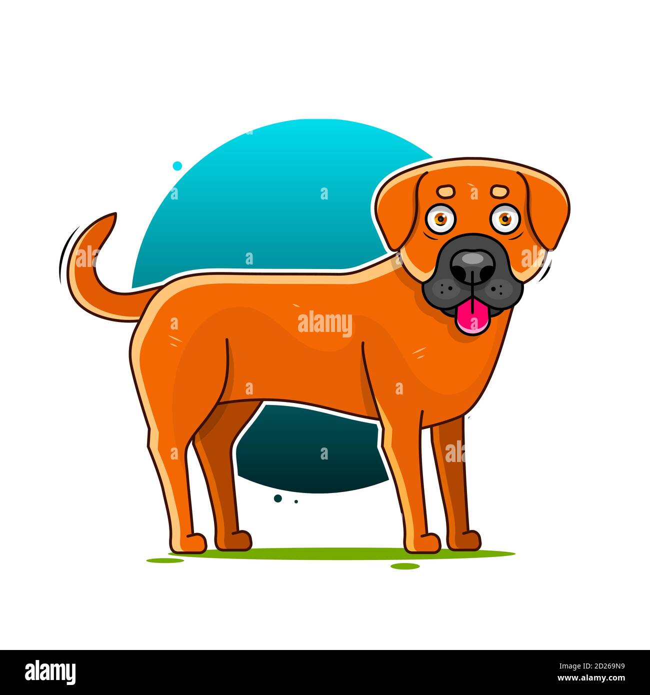 Portrait of a cheerful dog on a blue background. illustration. Stock Vector