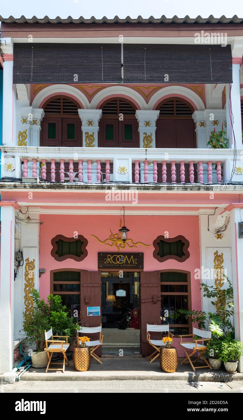 Renovated Heritage Architecture, Phuket Old Town, Phuket, Thailand Stock Photo