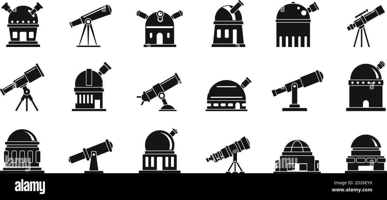 Planetarium icons set. Simple set of planetarium vector icons for web design on white background Stock Vector
