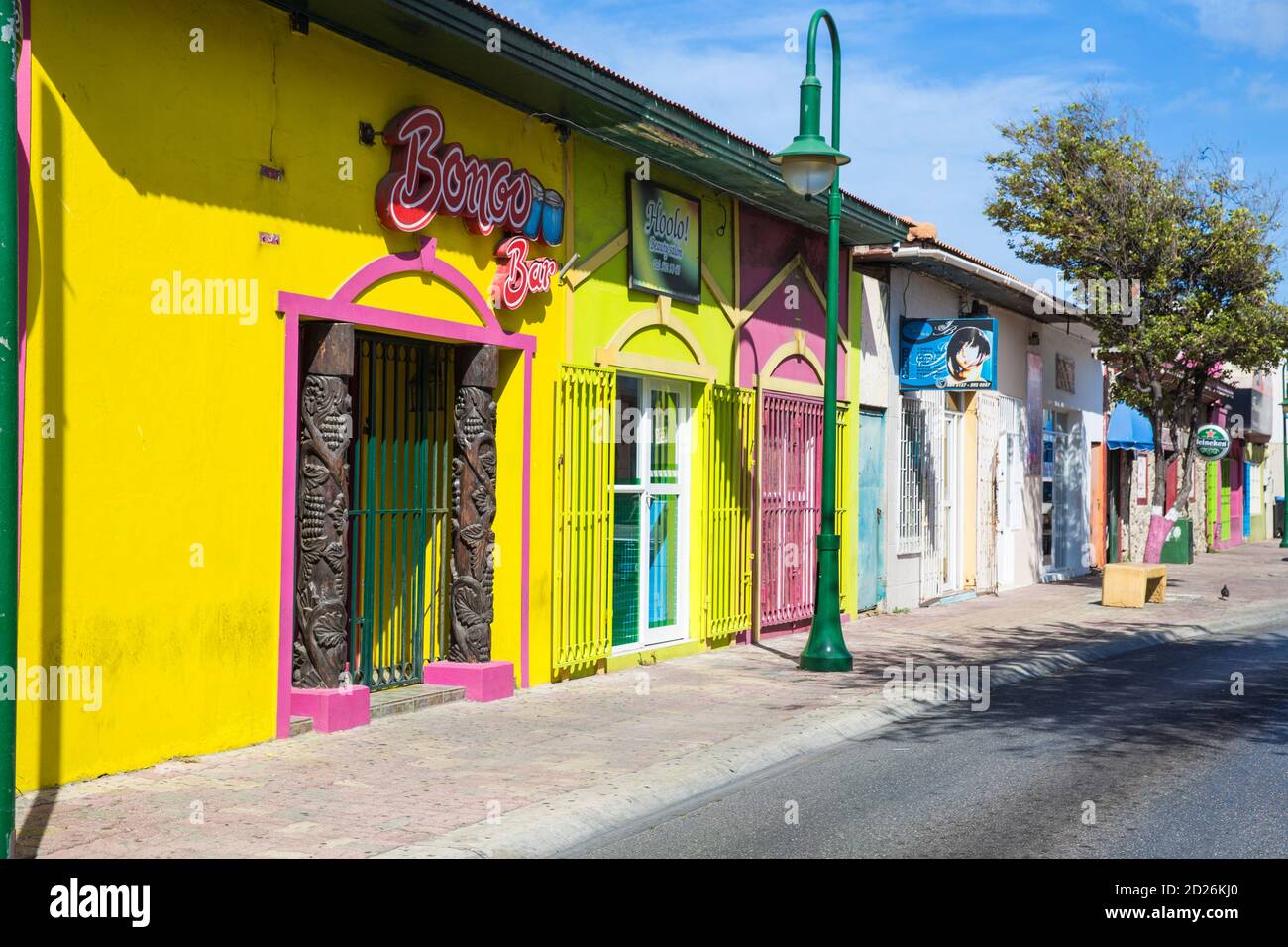 Caribbean, Netherland Antilles, Aruba, Main street in San Nicolas Stock