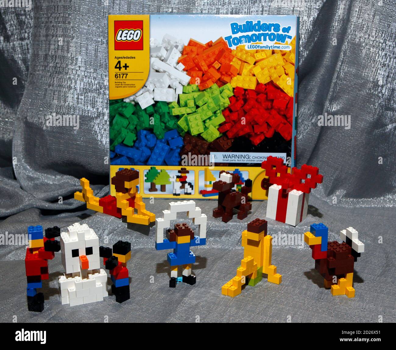 The Lego Builders of Tomorrow Set is seen with several of the toys which  can be assembled from the kit after children download instructions provided  monthly from Lego, at the American International