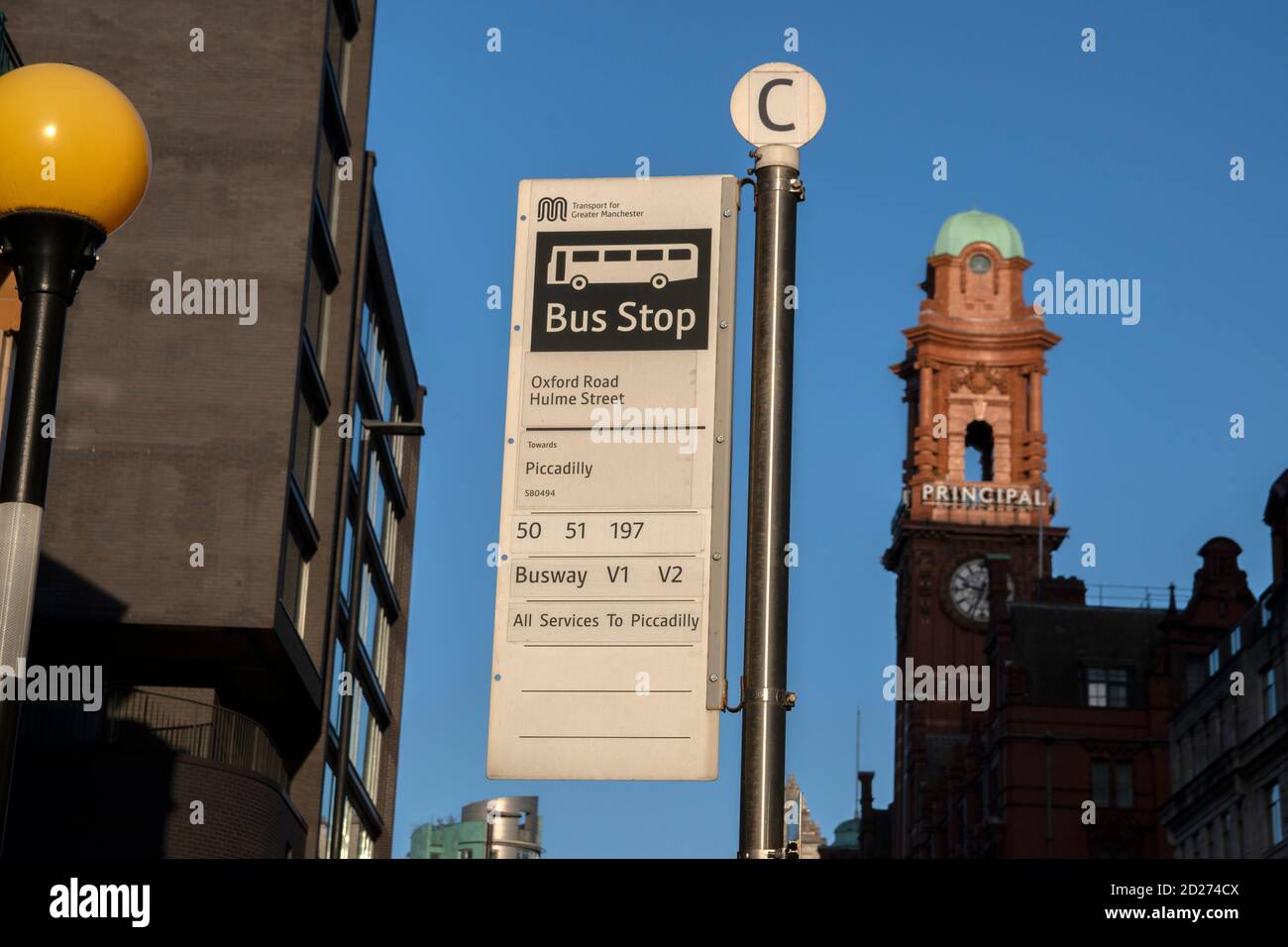 Bus Stop Oxford Road Hulme Street At Manchester England 9122019 Stock