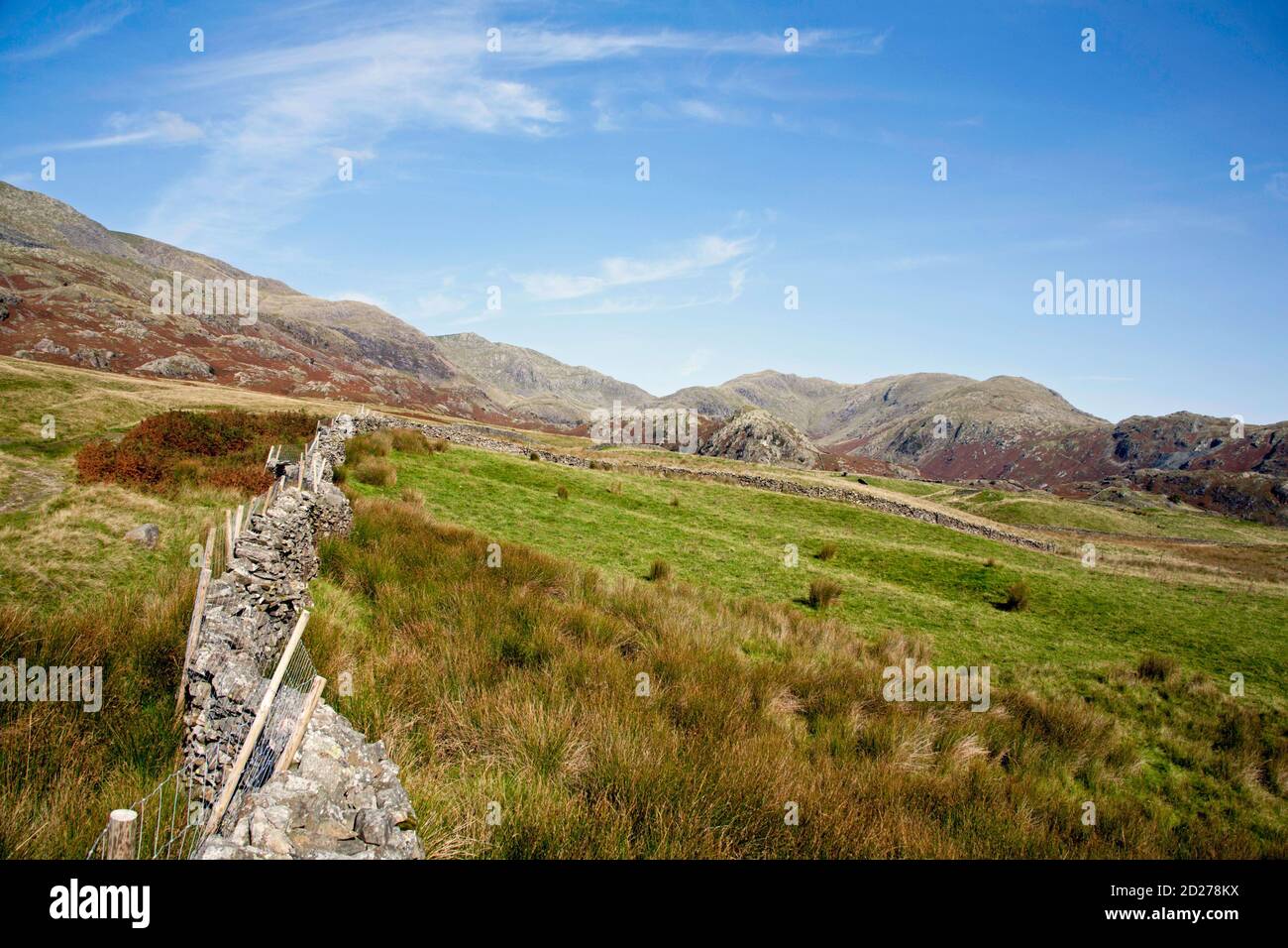 A  view of the Bell and Below Beck Fells the Old Man  of Coniston from near Torver High Common Coniston Lake District National Park Cumbria England Stock Photo