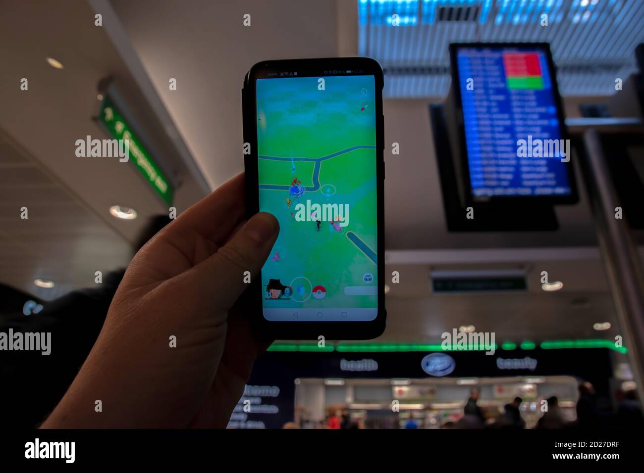 Playing Pokemon Go At Manchester Airport The Netherlands 9 12 19 Stock Photo Alamy