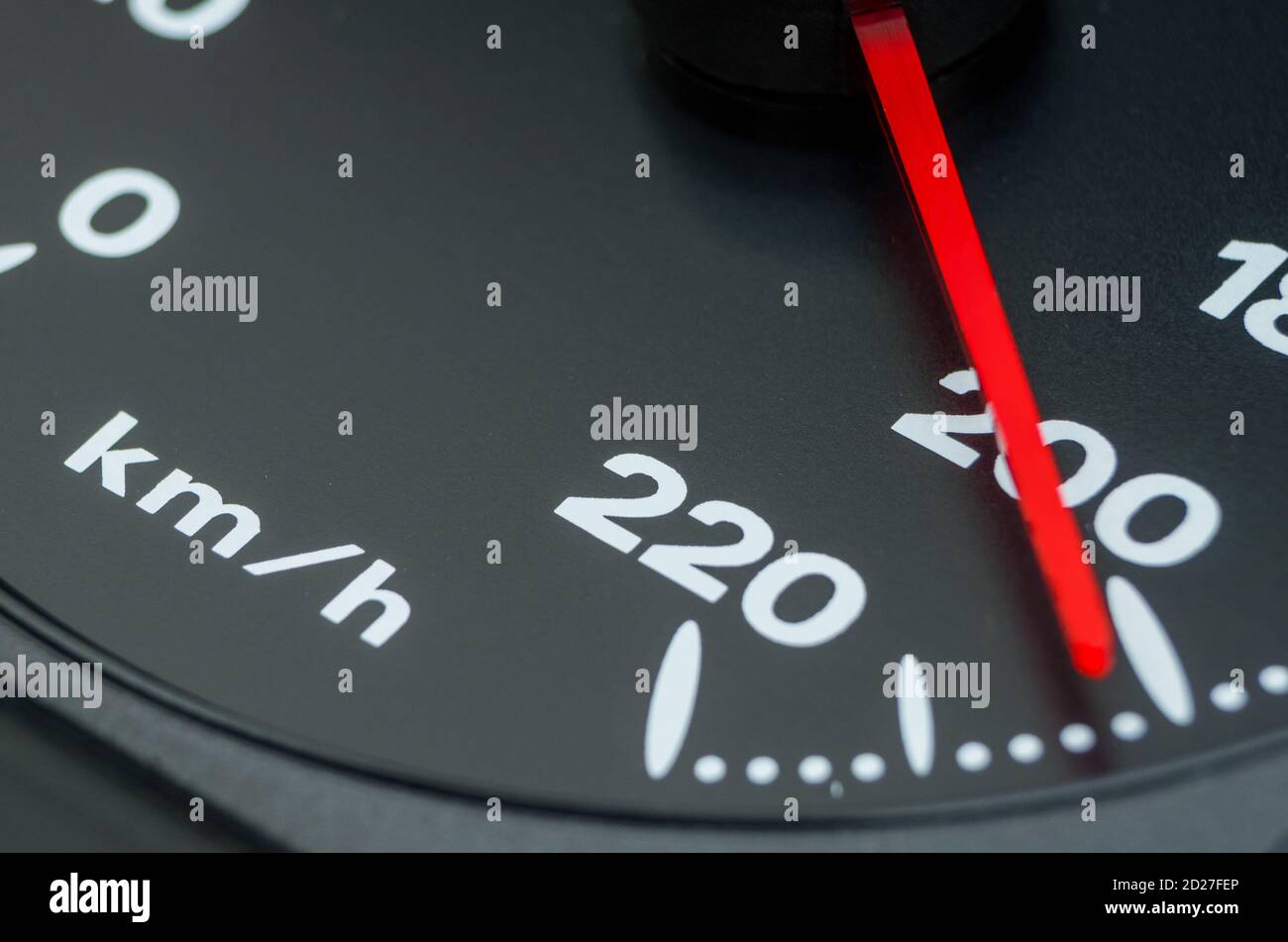 Close up shot of a speedometer in a car, 200 km/h Stock Photo - Alamy