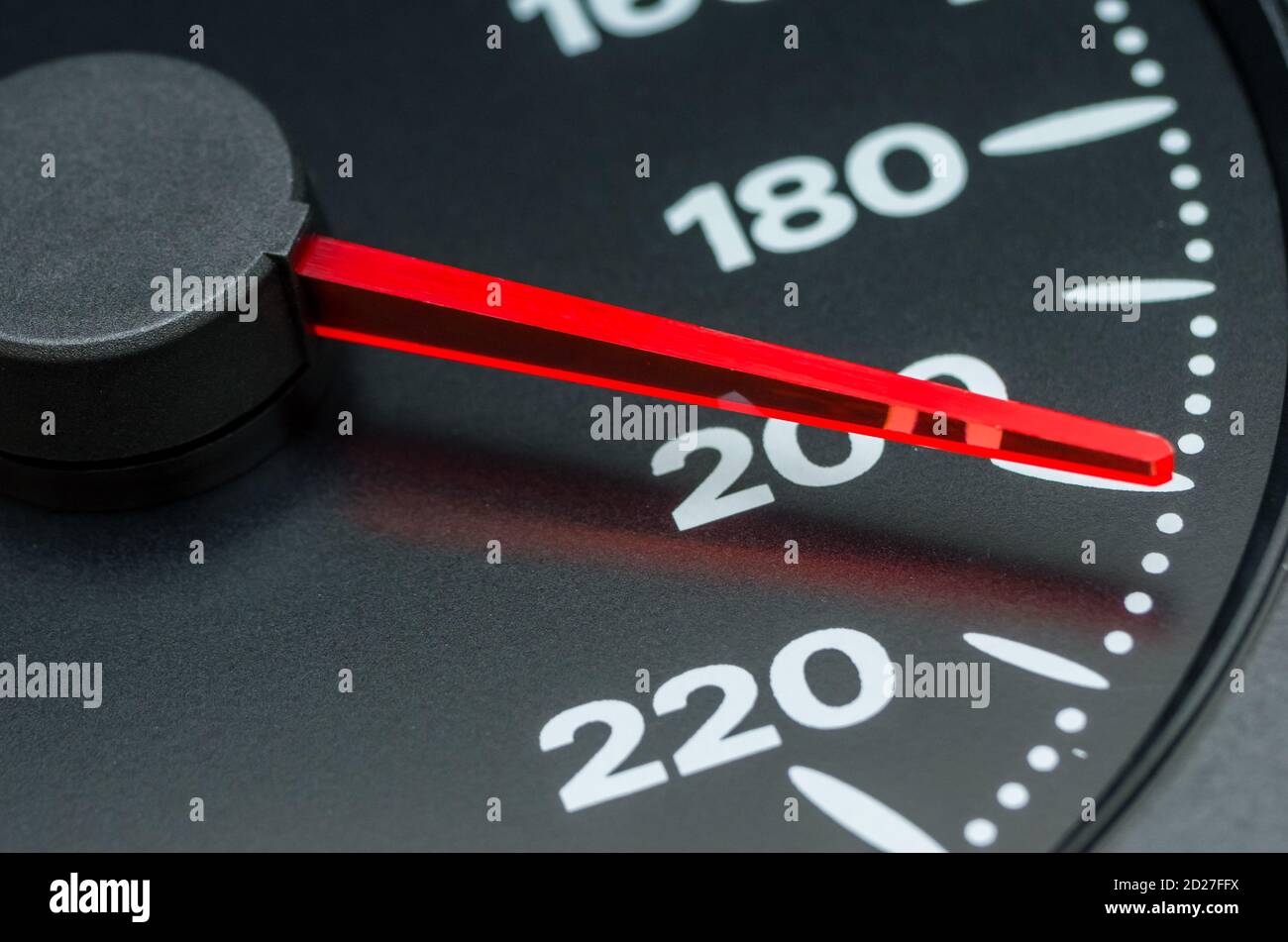 Close up shot of a speedometer in a car, 200 km/h Stock Photo - Alamy