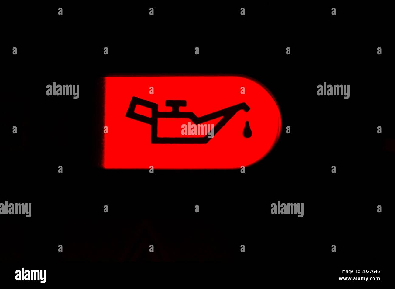 Screen symbols Oil lamp warning light incar dashboard, close up Stock