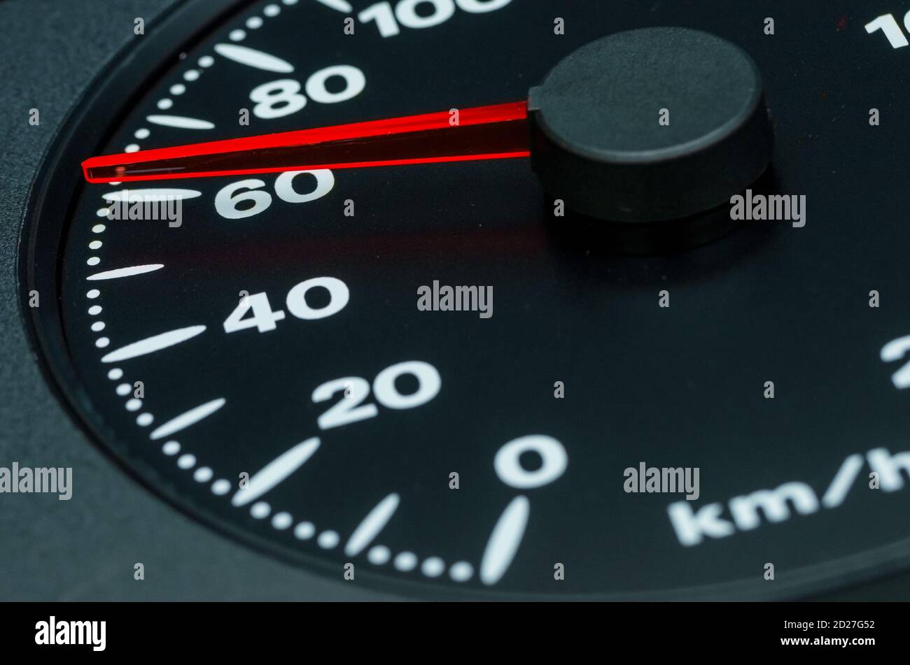 Close up shot of a speedometer in a car, 60 km/h Stock Photo Alamy