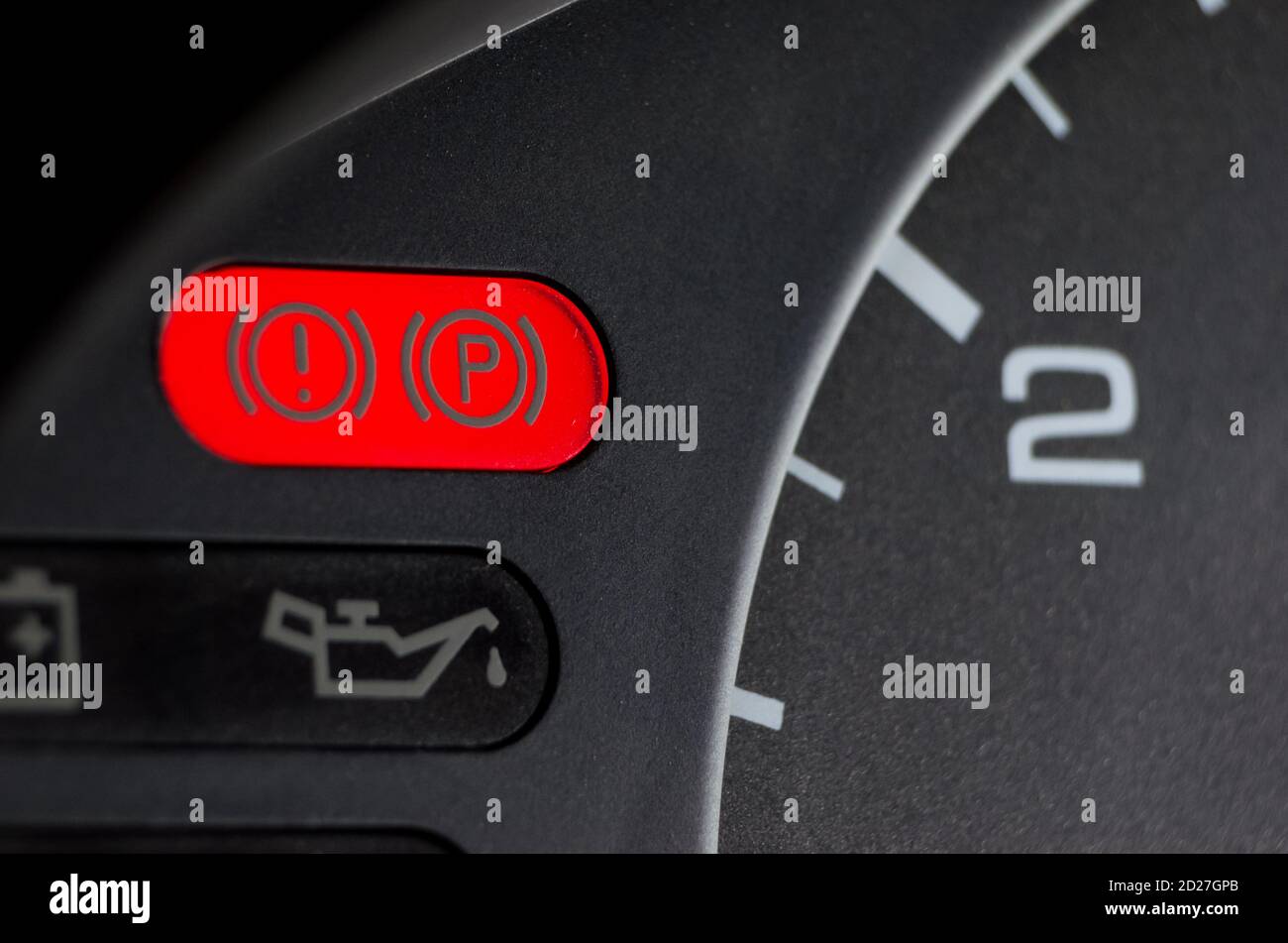 parking brake control light in car dashboard Stock Photo Alamy