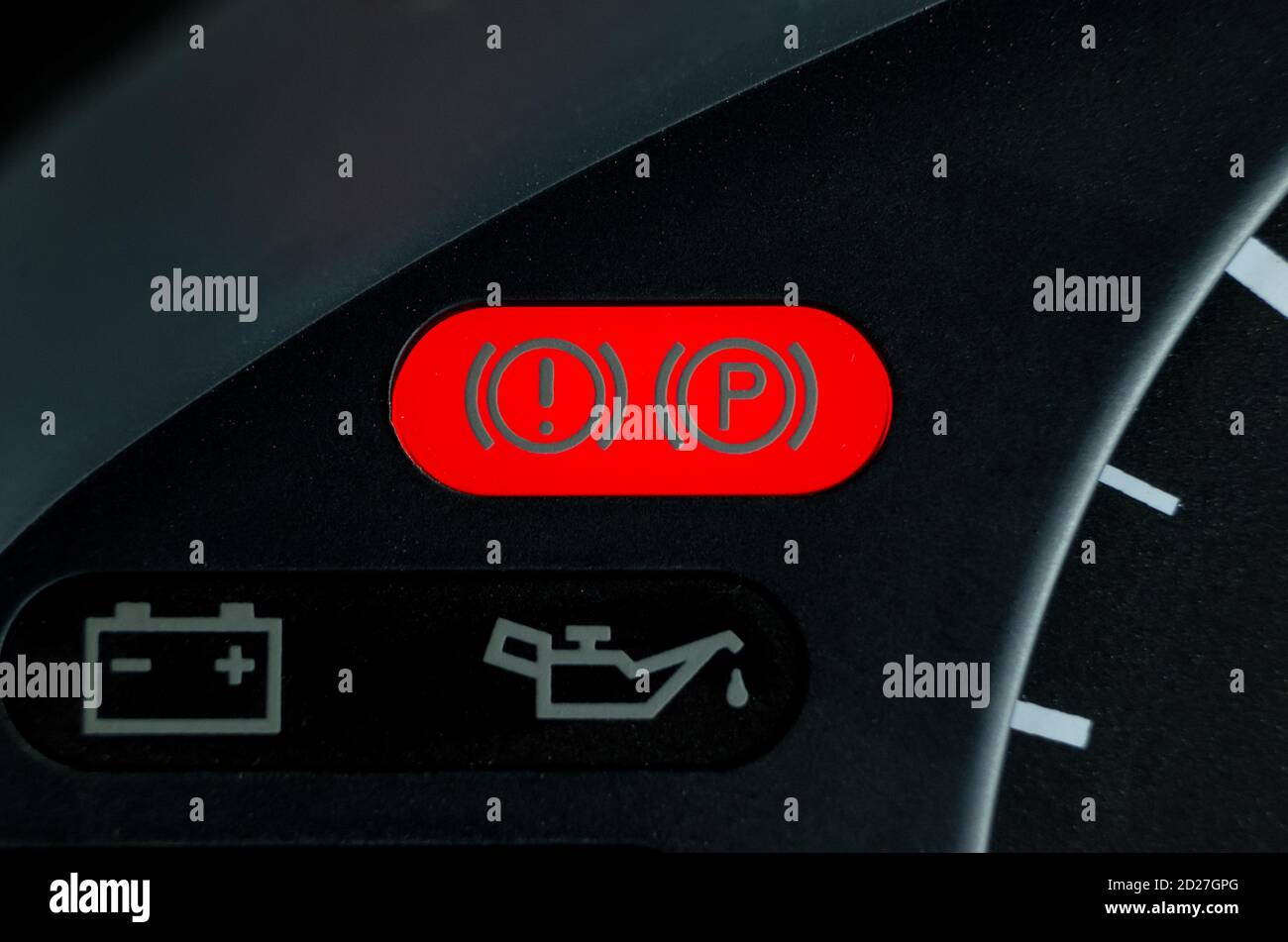 parking brake control light in car dashboard Stock Photo Alamy