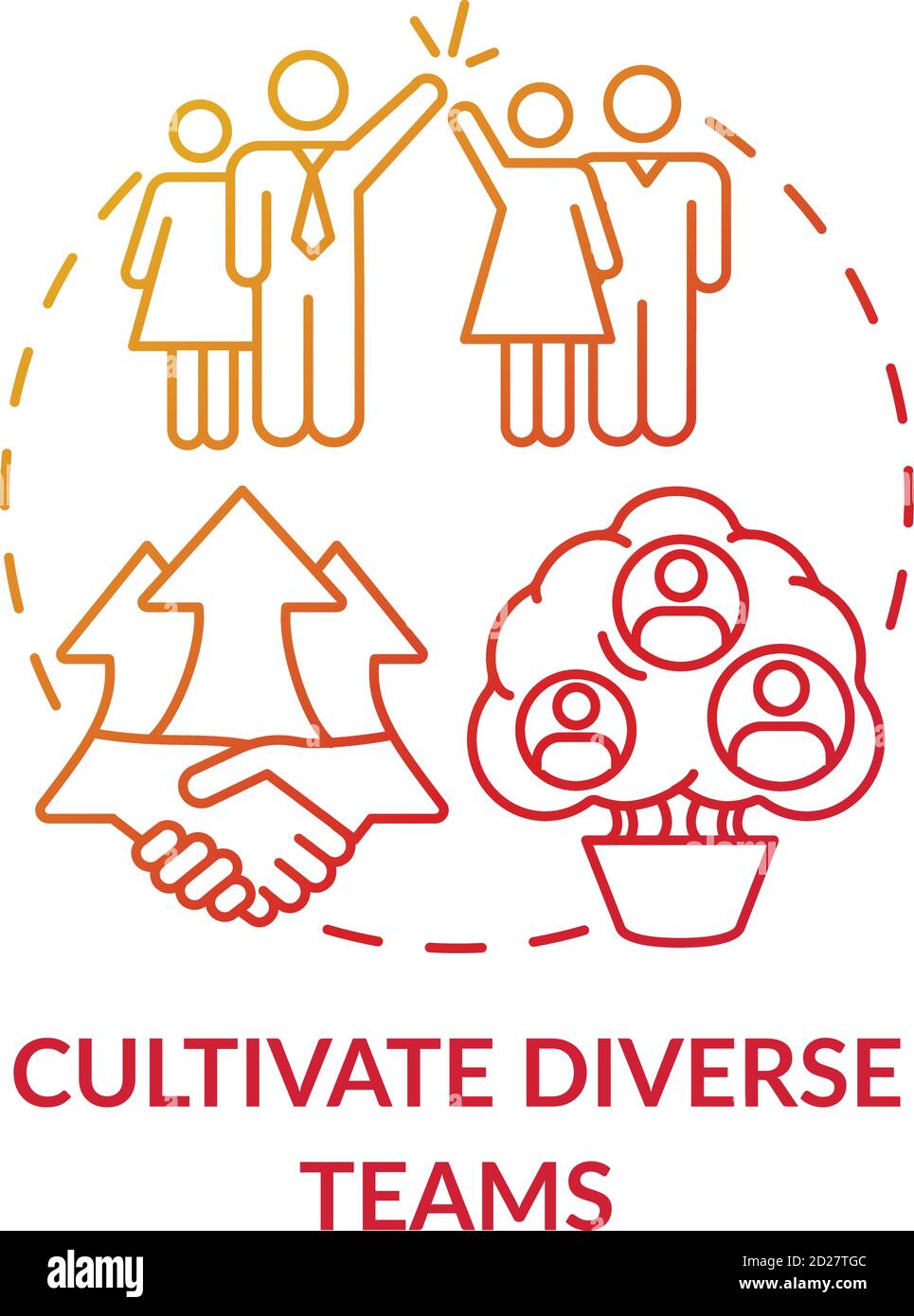 Cultivate diverse teams concept icon Stock Vector