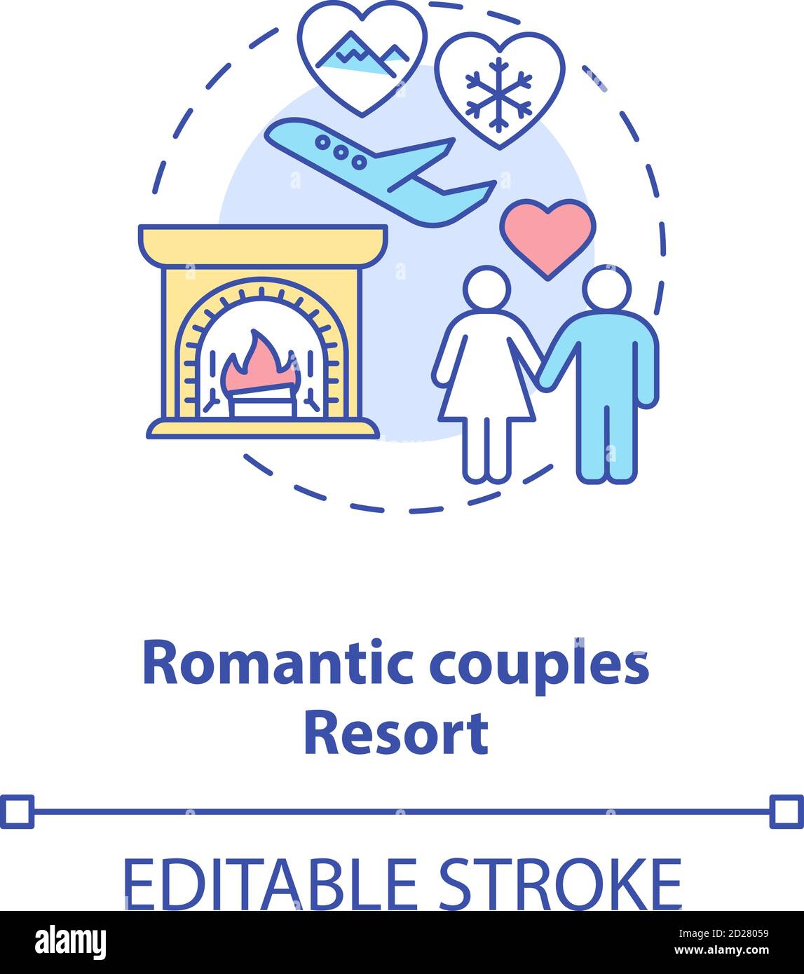 Romantic couples resort concept icon Stock Vector