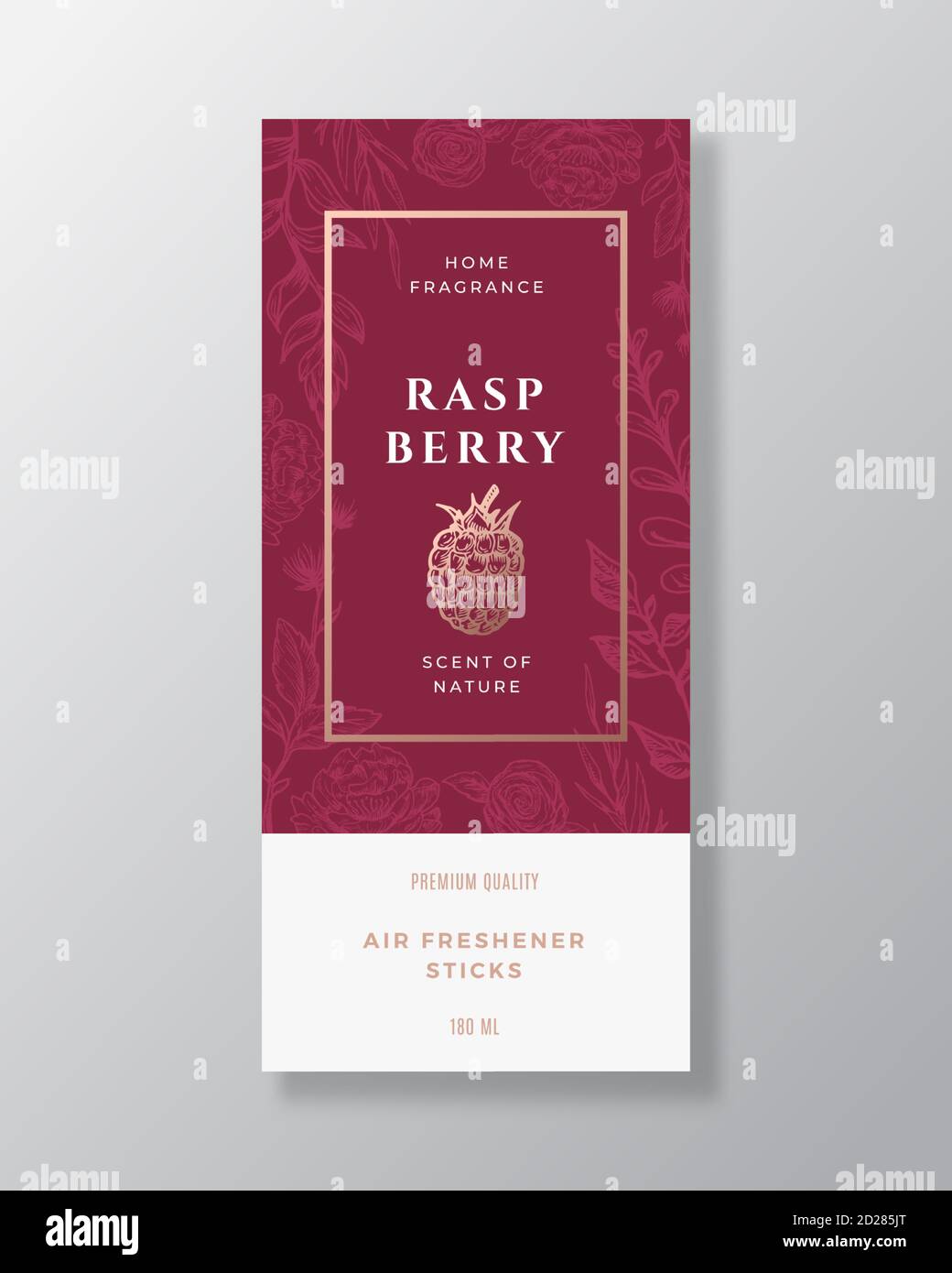 Raspberry Home Fragrance Abstract Vector Label Template. Hand Drawn ...