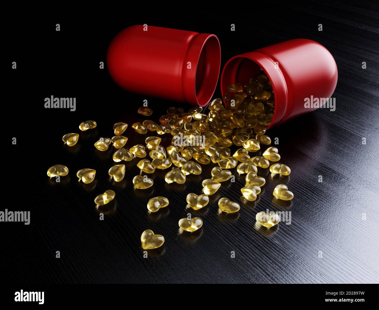 Pills laid out heart shape form. 3d rendering illustration Stock Photo