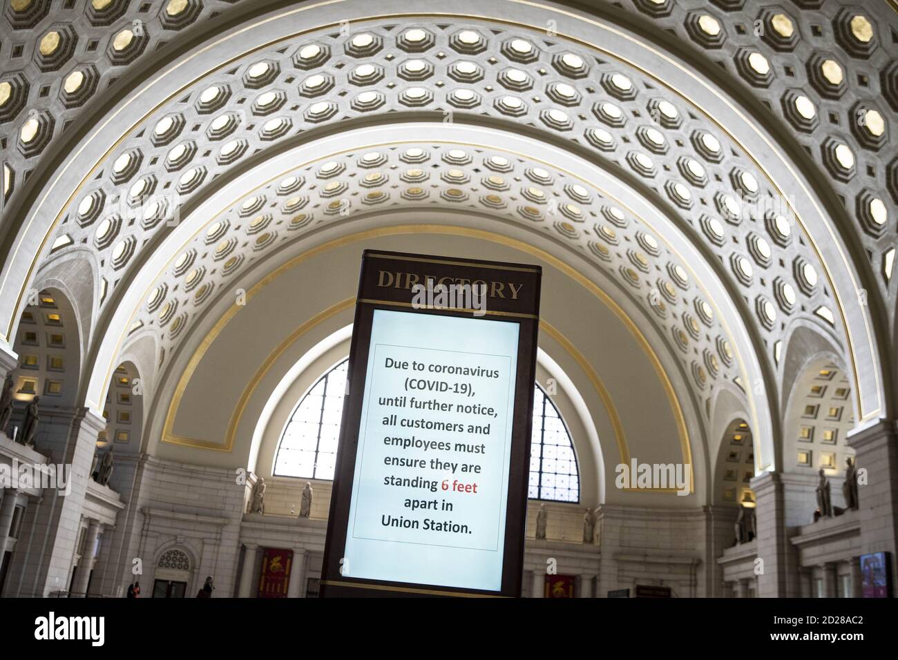 Washington, United States. 06th Oct, 2020. A sign detailing guidelines about the coronavirus pandemic is displayed Union Station in Washington, DC, U.S., on Tuesday, Oct. 6, 2020. Photo by Sarah Silbiger/UPI Credit: UPI/Alamy Live News Stock Photo