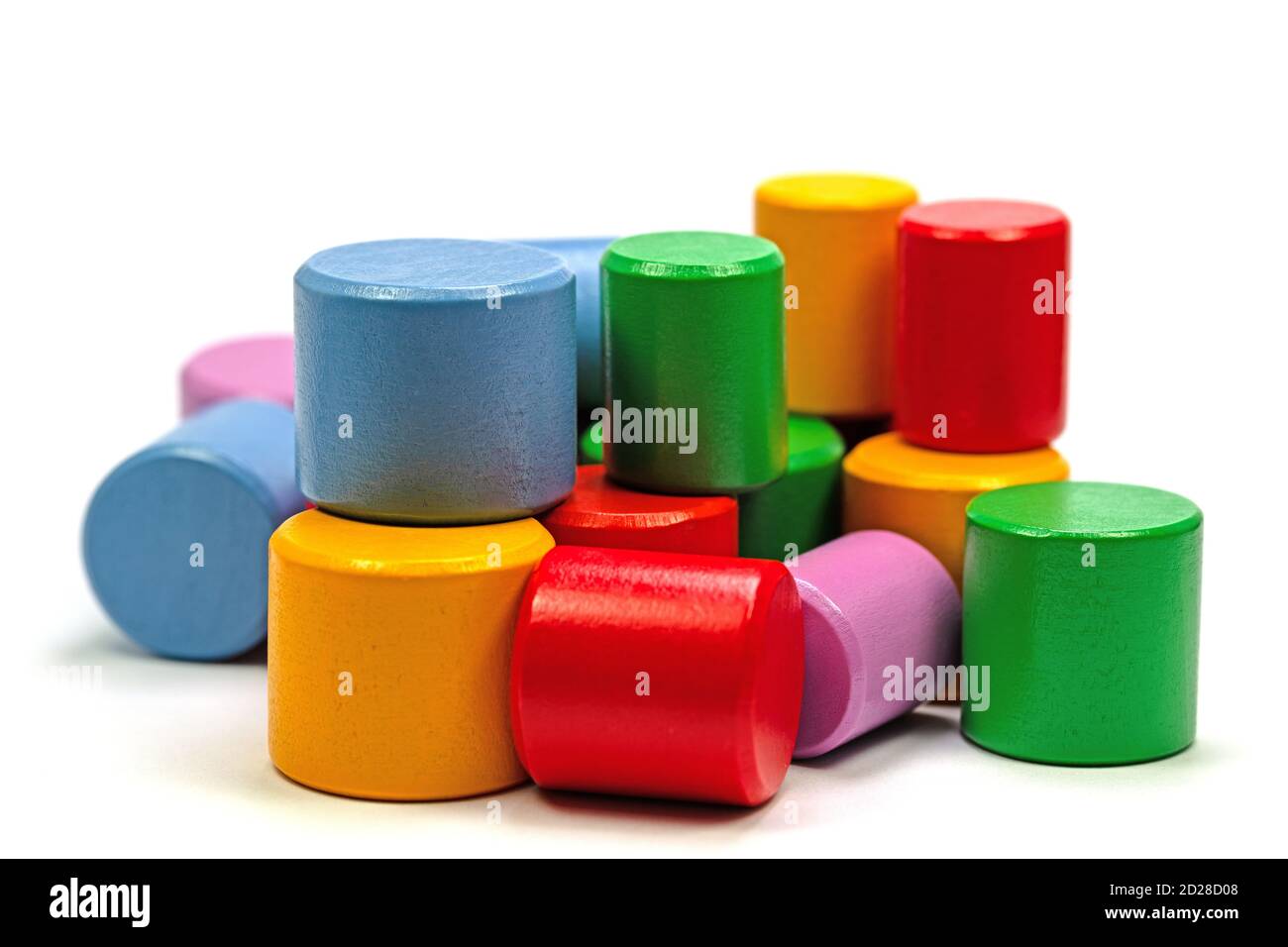 Colorful wooden building blocks against white background Stock Photo ...