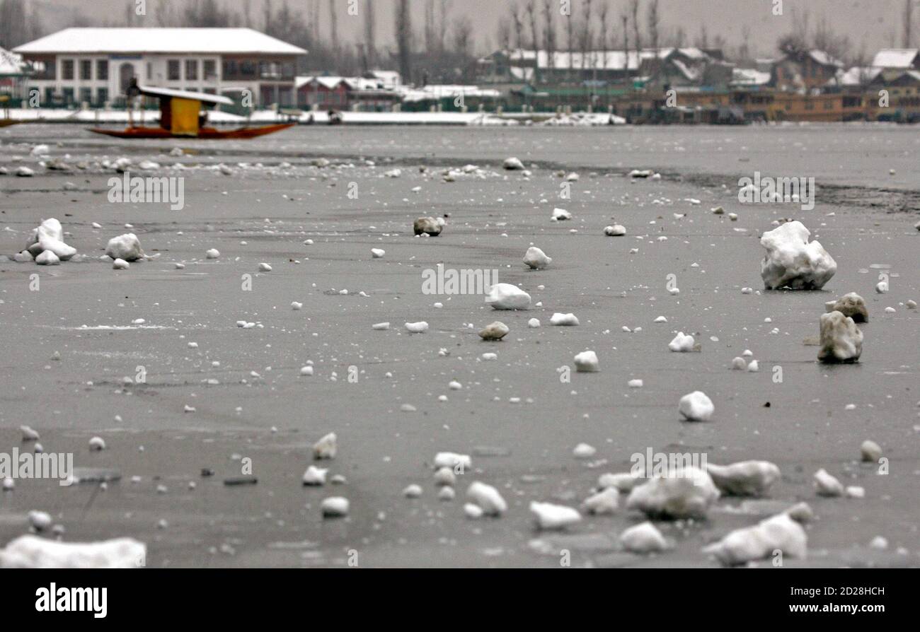 Chunks Of Ice Thrown By People Lie On The Frozen Dal Lake In Srinagar January 9 Chunks Of Ice Thrown By People Lie On The Frozen Dal Lake In Srinagar January 9