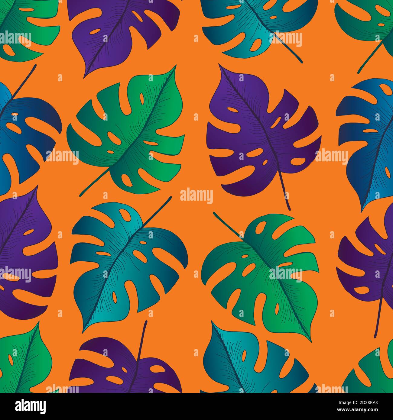 Tropical leaf monstera seamless pattern background Stock Vector