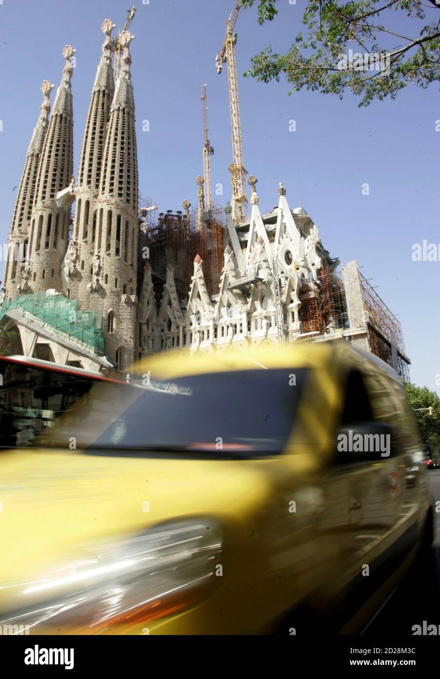 A view shows Barcelona's Sagrada Familia church April 25, 2007. The church, Spain's most visited monument and Antoni Gaudi's still-unfinished temple, could collapse if plans to build a high-speed rail link underneath the architectural wonder go ahead, its builders said on Wednesday. REUTERS/Gustau Nacarino (SPAIN) Stock Photo