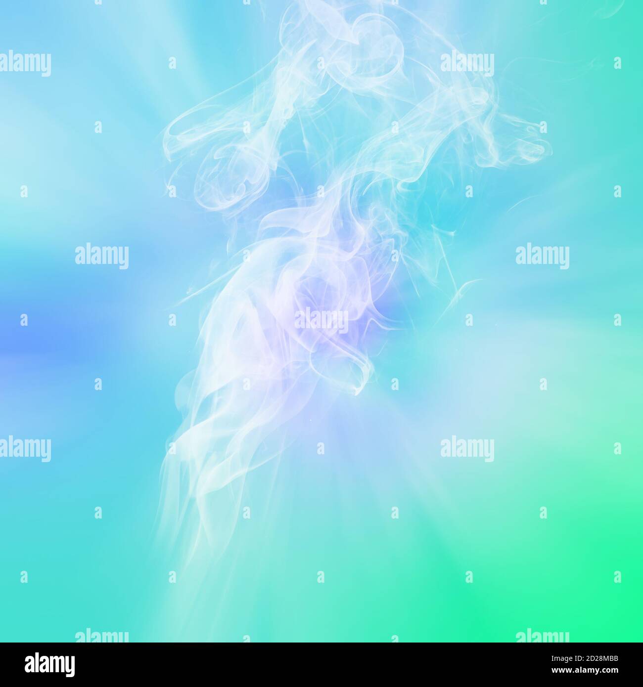 Abstract mint turquiose color paint smoke explosion with soft blue ...
