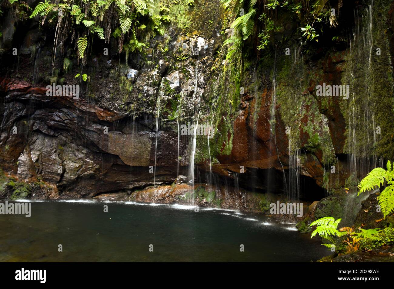 Madeira, Portugal - September 2017: Madeira, Portugal - September 2017: The '25 Fontes', a pool fed by 25 fresh water springs Stock Photo