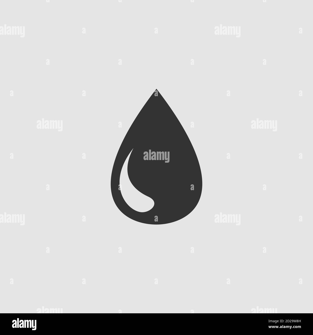 Drop icon flat. Black pictogram on grey background. Vector illustration ...