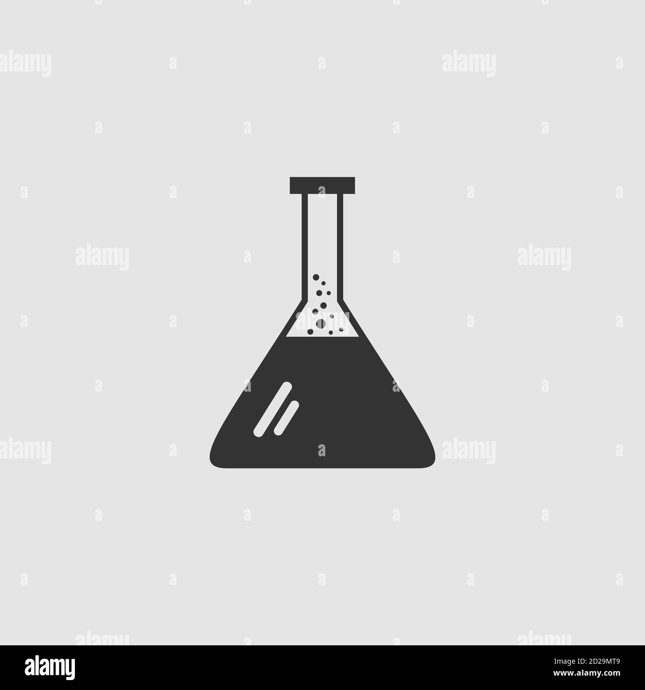 Test tube icon flat. Black pictogram on grey background. Vector