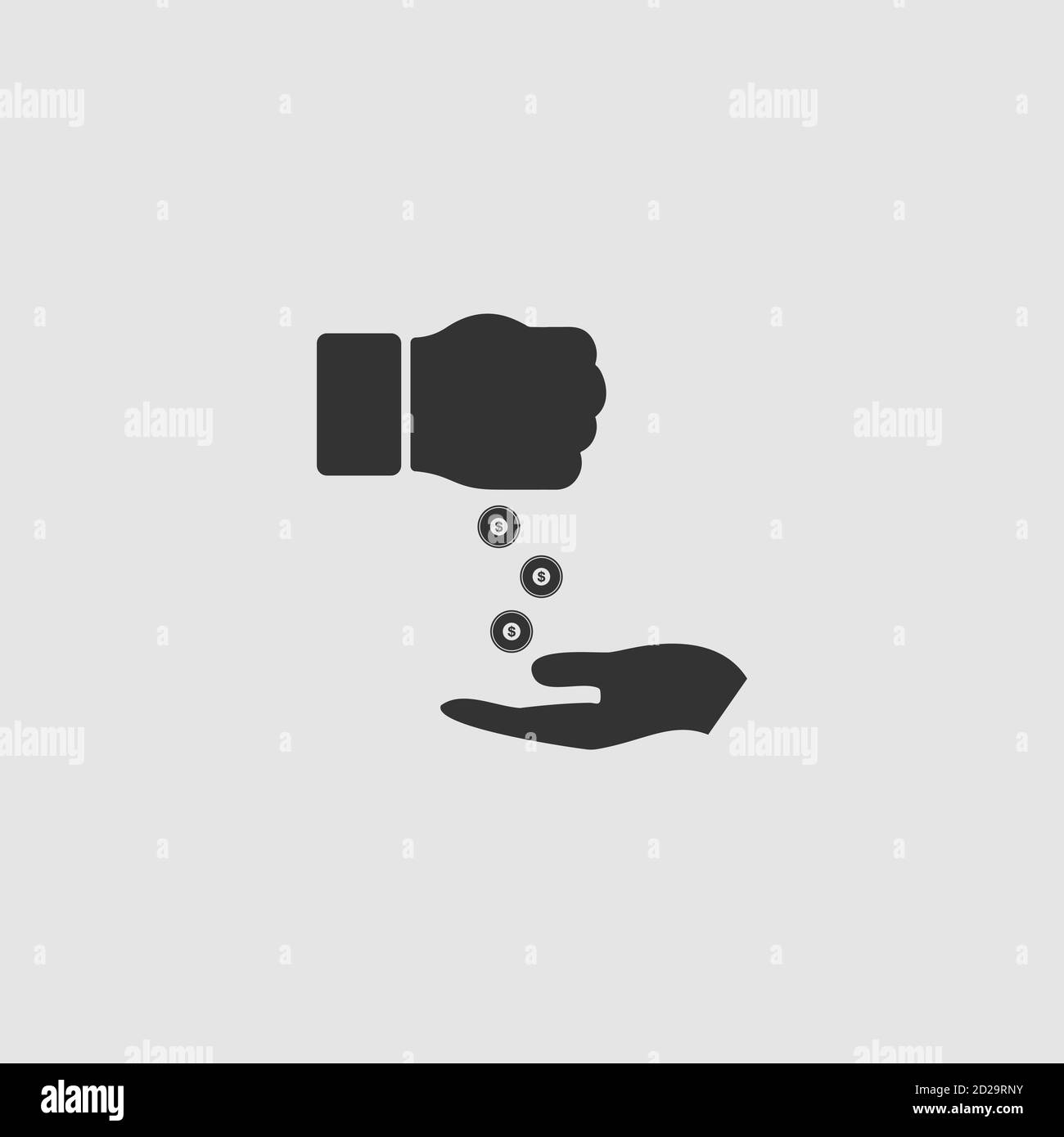 Bribe icon flat. Black pictogram on grey background. Vector ...