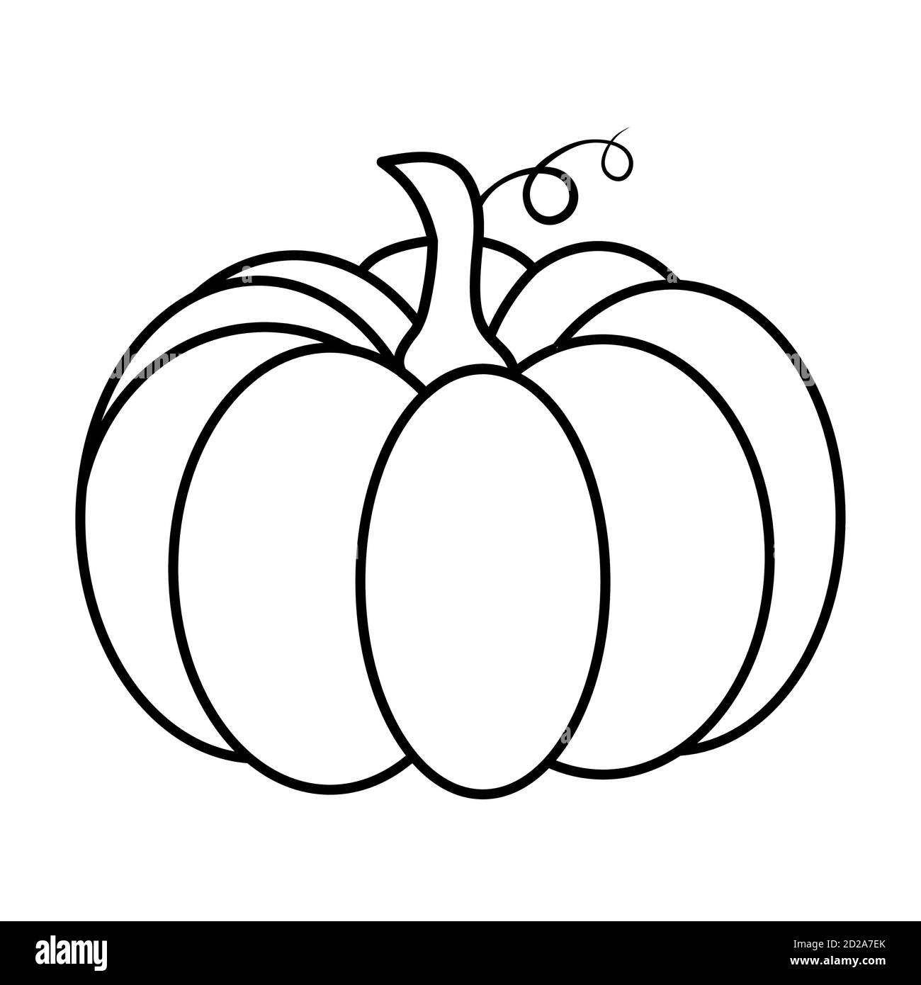 Pumpkin outline. Autumnal cartoon illustration. Shape for halloween or thanksgiving party invitation. Autumn vector image. Seasonal clipart graphic co Stock Vector