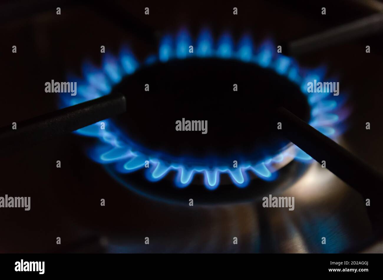 blue gas flame close up on the gas stove Stock Photo Alamy