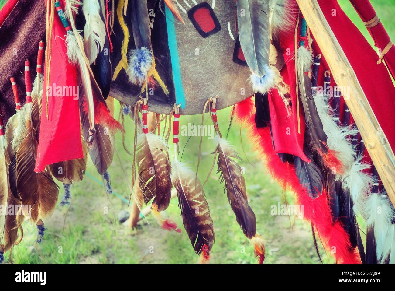 Decorations of feathers and amulets of American Indians. National ...