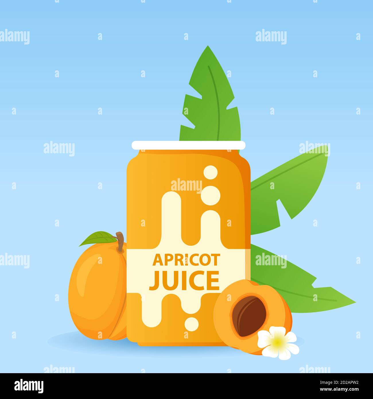 Aluminum can with apricot juice. Ripe tropical fruit Stock Vector Image