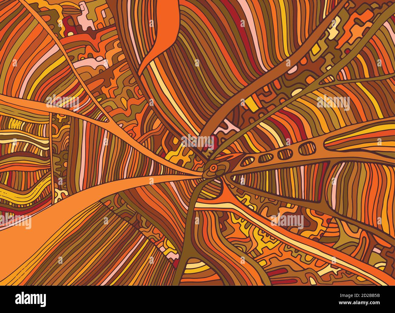 Autumn fantasy colorful abstract doodle line pattern. Stock Vector