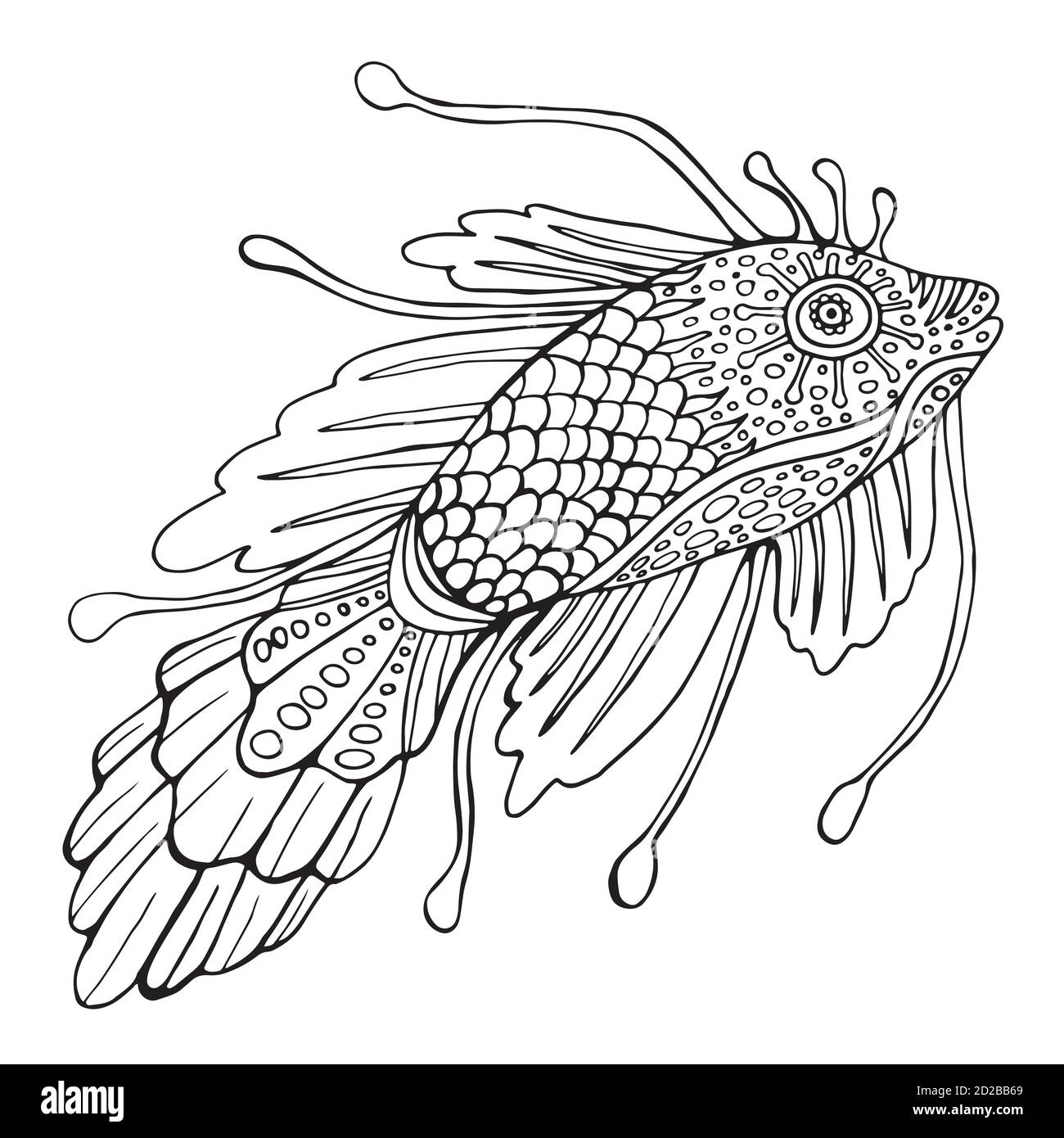 Fantasy fish, coloring page for children and adults Stock Vector ...