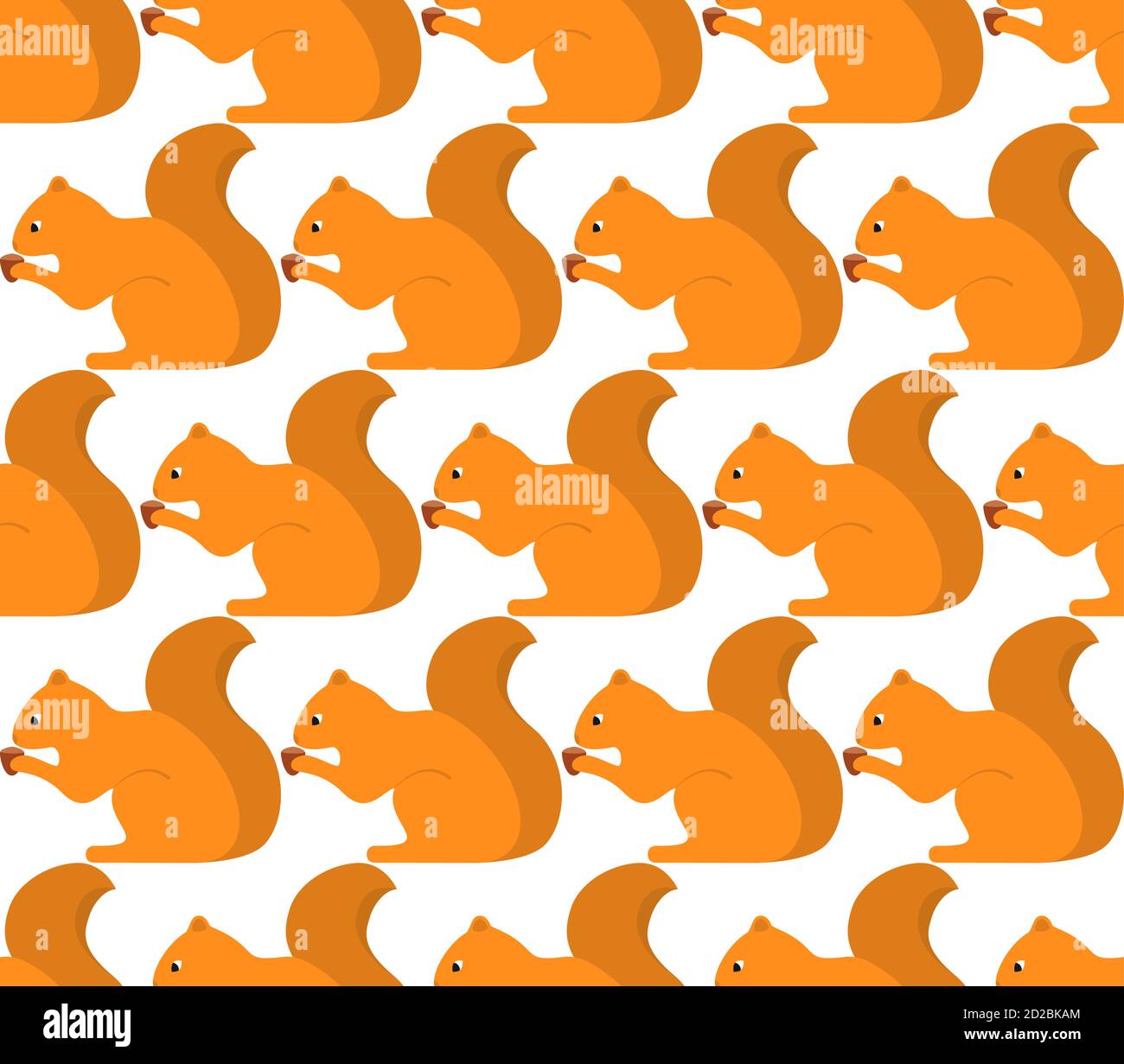 Seamless pattern with squirrel and nut. Fabric print design concept. Stock Vector