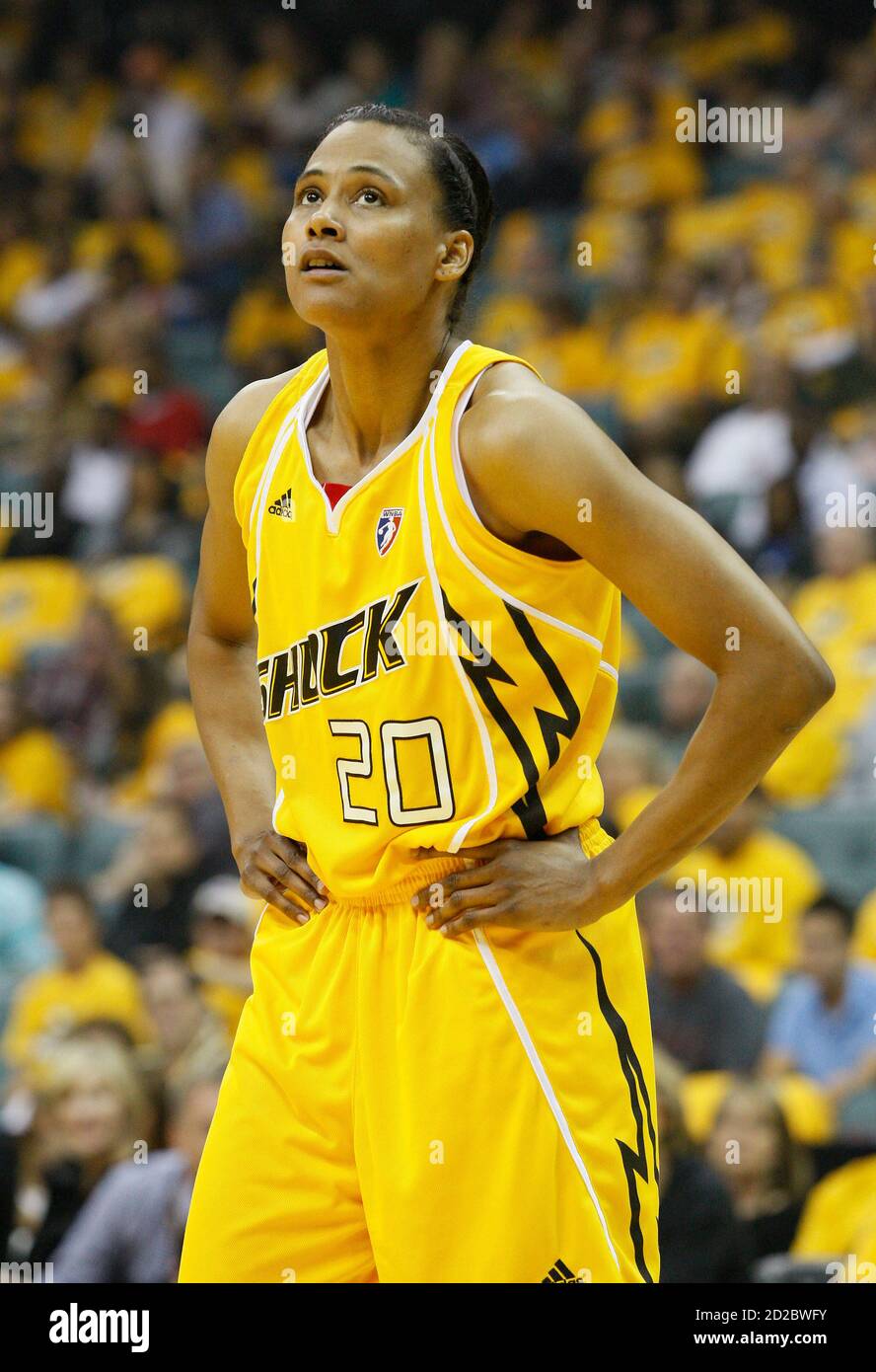 Tulsa Shock guard Marion Jones is seen during her WNBA debut against the  Minnesota Lynx during first half action at their WNBA basketball game in  Tulsa, Oklahoma, May 15, 2010. REUTERS/Bill Waugh (