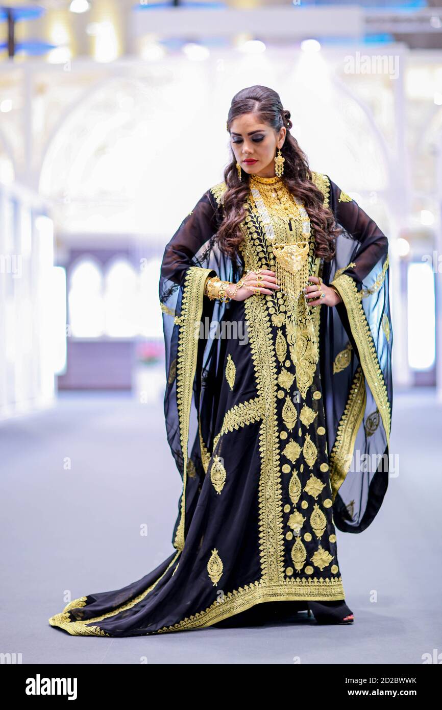 Arab Female in traditional dress with traditional jewelry Stock Photo ...