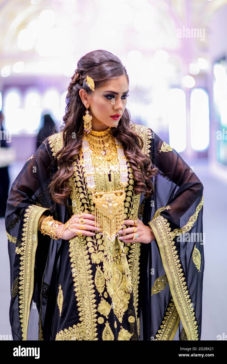Arab Female in traditional dress with traditional jewelry Stock Photo ...