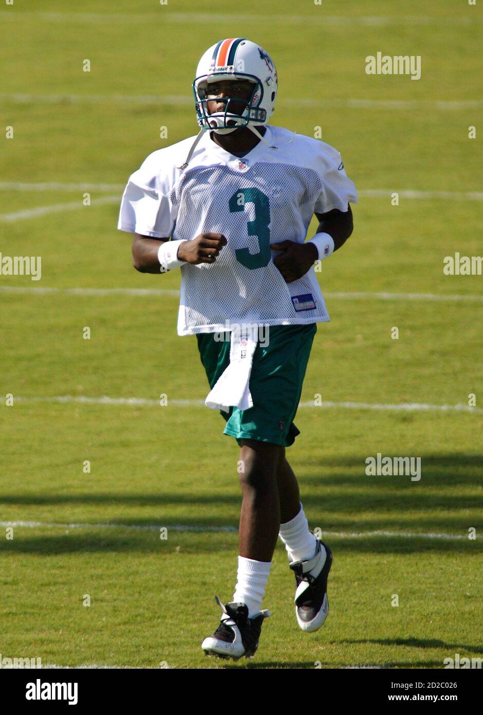 Miami Dolphins rookie un-drafted quarterback Marcus Vick runs during mini  camp in Davie, Florida, May