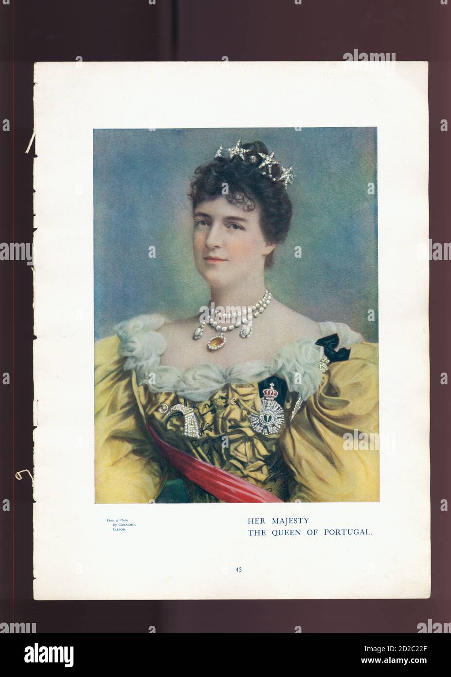 Chromolithographic portrait of Amelie of Orleans, the last Queen consort of Portugal (28 September 1865 – 25 October 1951). She was also Princess of O Stock Photo