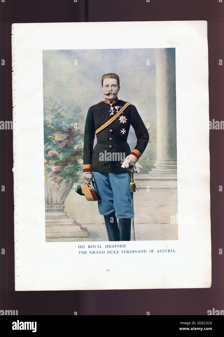 Chromolithographic portrait of Archduke Franz Ferdinand of Austria (18 December 1863 – 28 June 1914). He was heir presumptive to the Austro-Hungarian Stock Photo