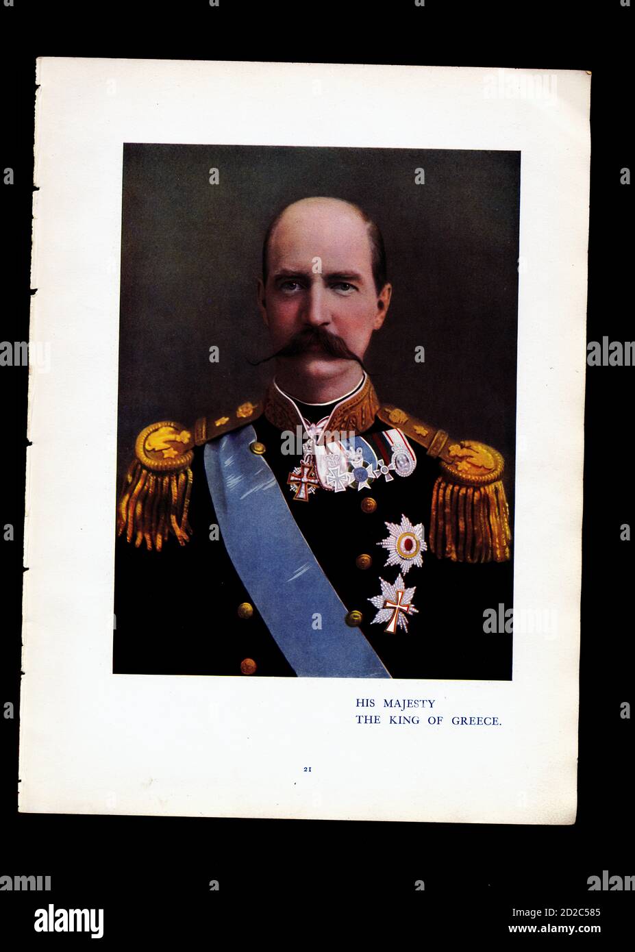 Chromolithographic portrait of George I, King of Greece (24 December 1845 – 18 March 1913). During his reign of almost 50 years Greece established its Stock Photo