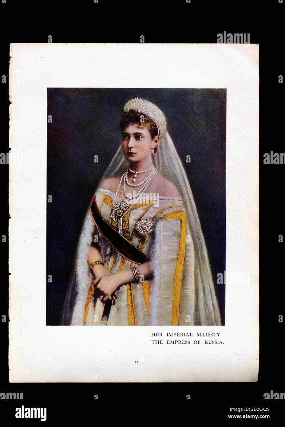 Chromolithographic portrait of Maria Feodorovna (26 November 1847 – 13 October 1928). She was Empress consort of Russia as spouse of Emperor Alexander Stock Photo