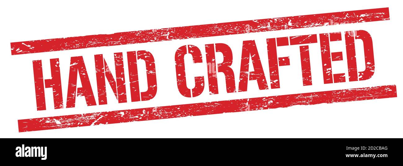 HAND CRAFTED text on red grungy rectangle stamp sign Stock Photo - Alamy