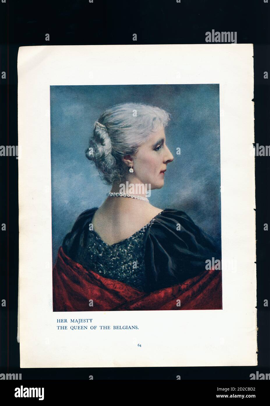 Chromolithographic portrait of Marie Henriette (23 August 1836 – 19 September 1902), Queen of Belgium as the spouse of King Leopold II. Stock Photo
