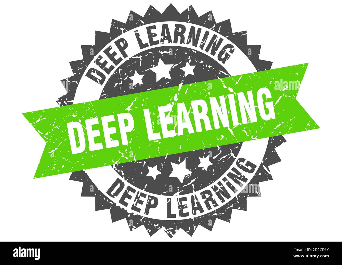 deep learning stamp. round grunge sign with ribbon Stock Vector