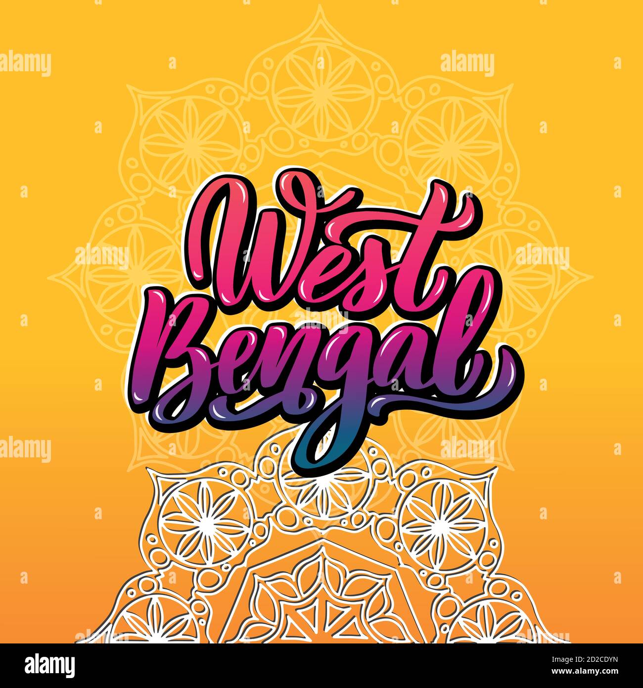 West Bengal Handwritten stock lettering typography. States Stock Vector