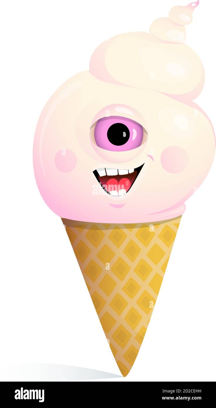 Happy Ice cream Monster Character Design for Kids Stock Vector Image