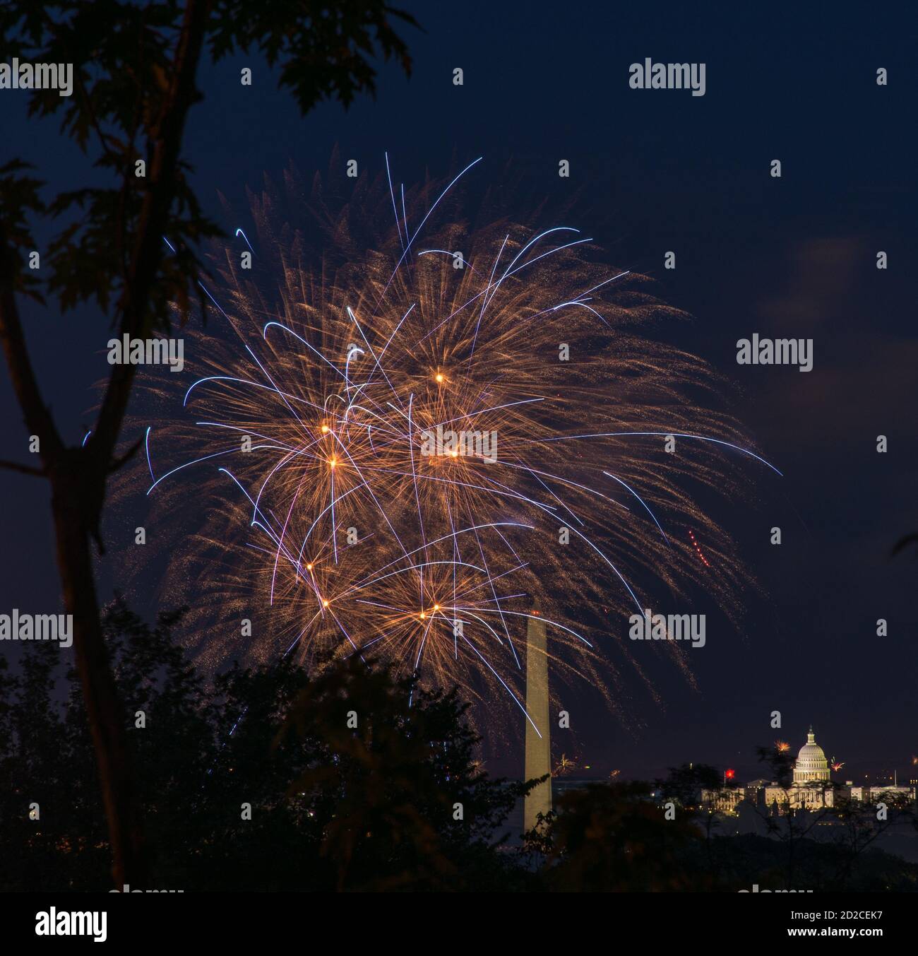 Fireworks on the 4th as seen from Fort Myer in Arlington. Photo by LIz